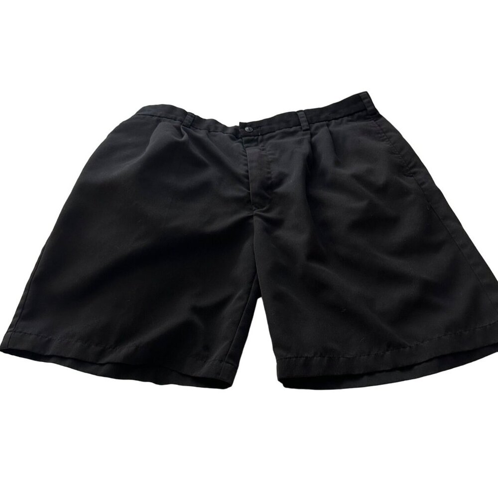 Pebble Beach Black Men's Pleated Golf Shorts Size 40 Polyester Rayon Blend
